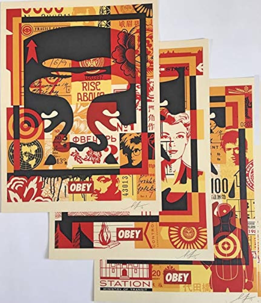 Shepard Fairey(Obey) - Obey 3 Face Collage - Signed : Amazon.fr